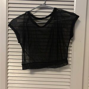 Black Sheer Mesh Crop Top - Women